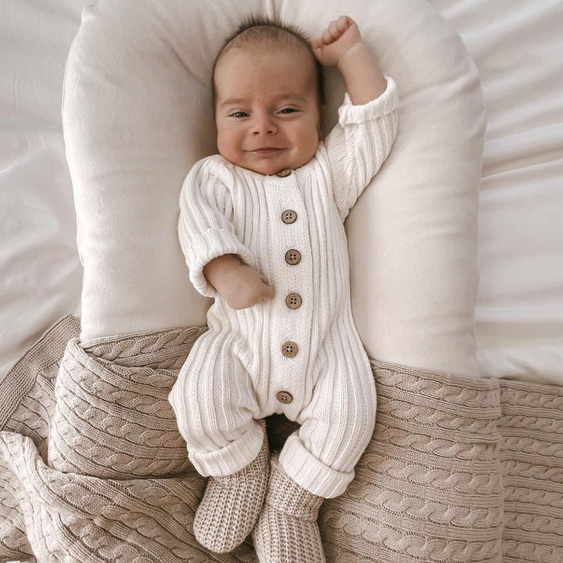 Knitted Long Sleeved Coat Romper