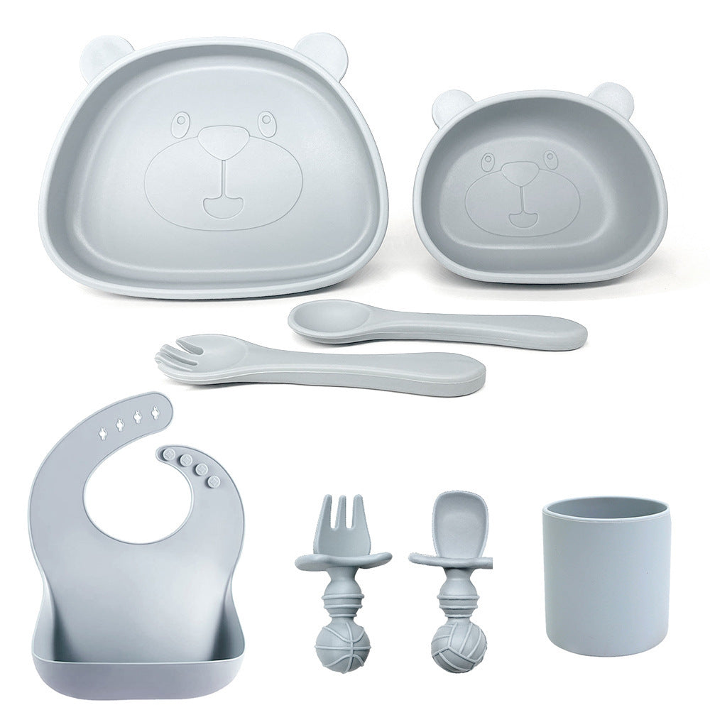 Children's Waterproof Bib Silicone Tableware Suit