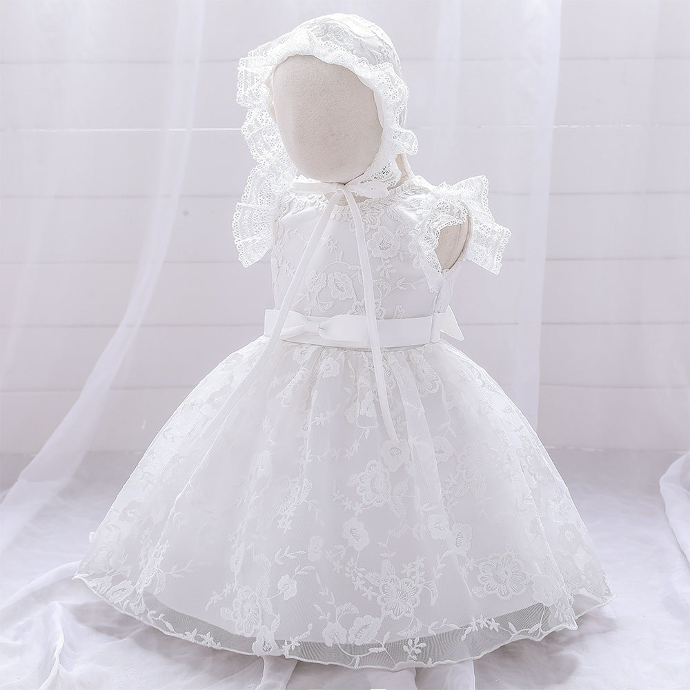 Children's white wedding princess dress