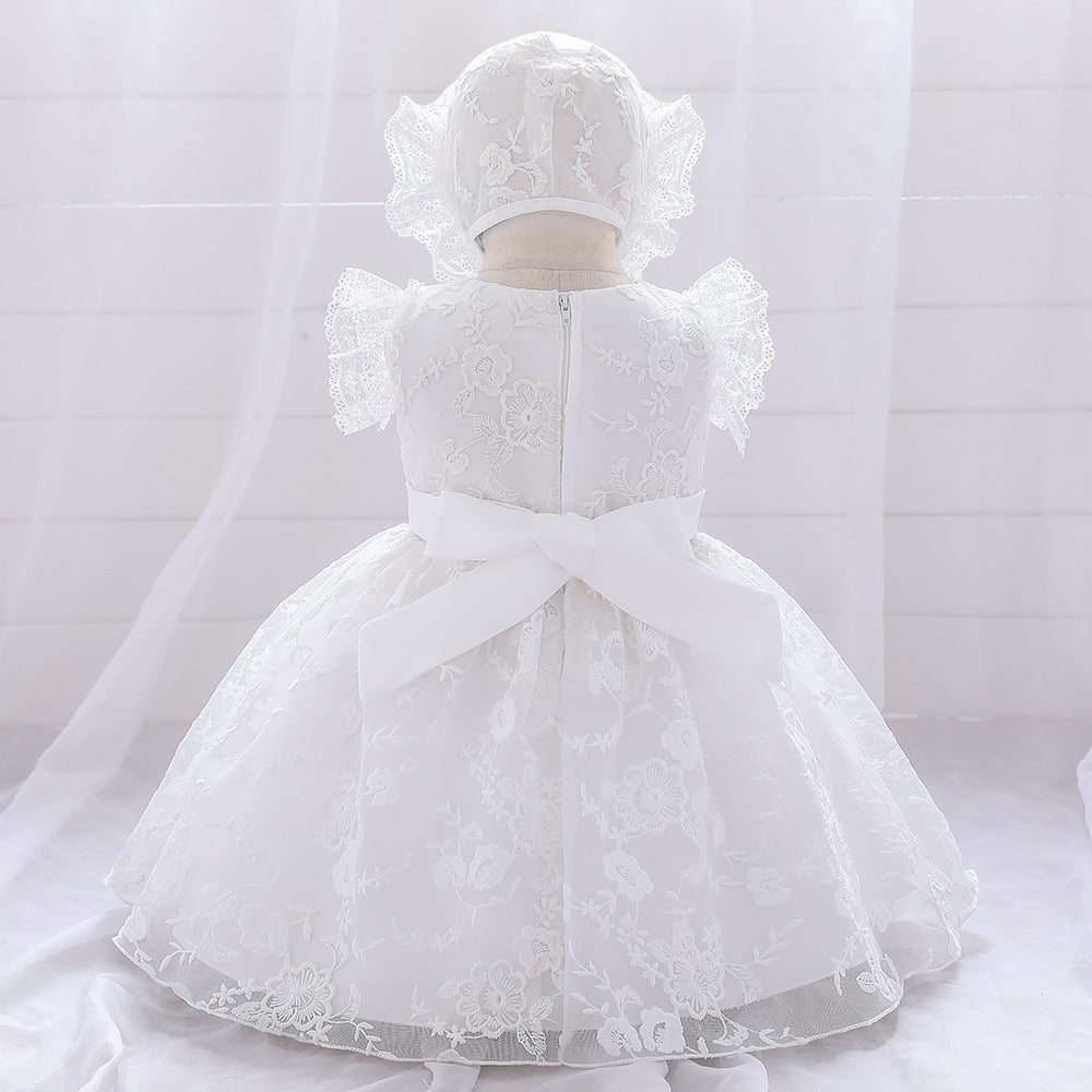 Children's white wedding princess dress