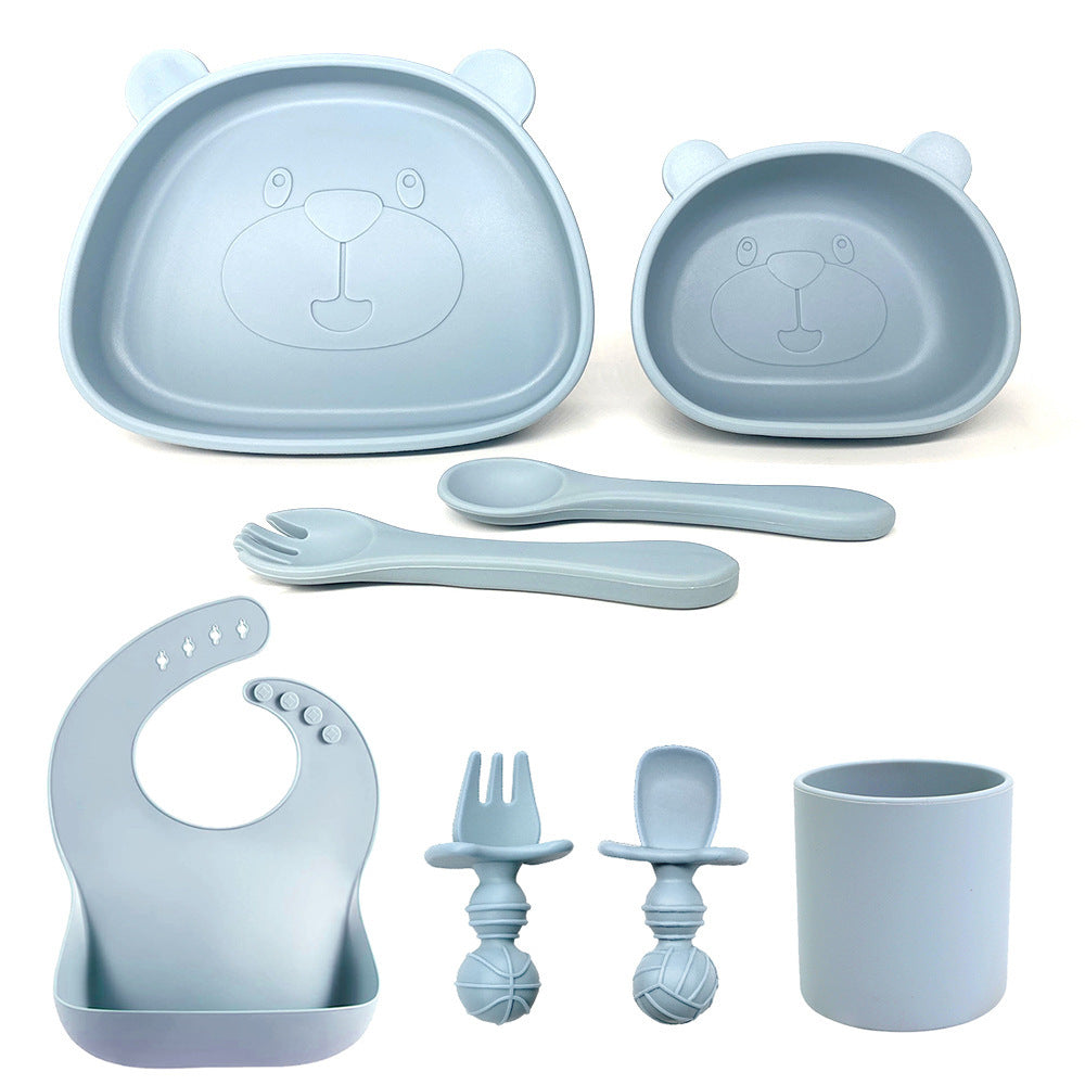 Children's Waterproof Bib Silicone Tableware Suit