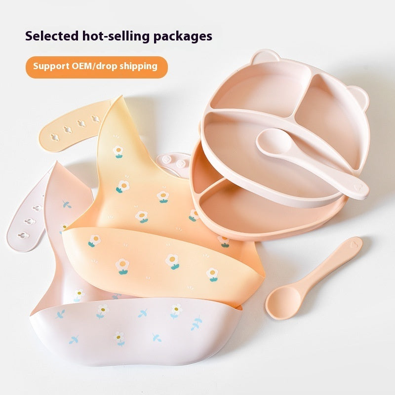 Children's Tableware Set Silicone Bib