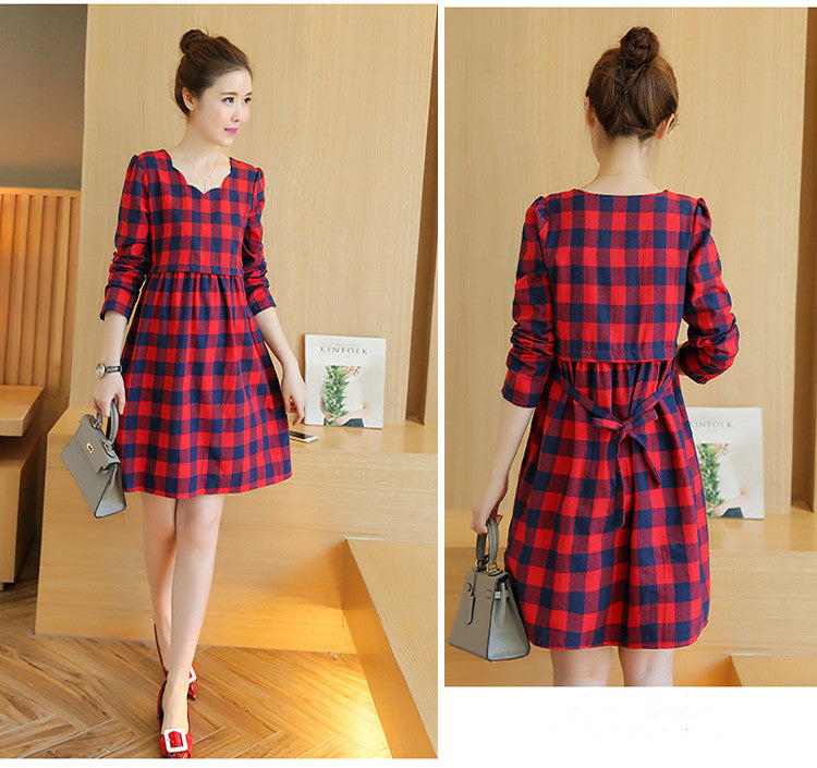 Maternity dress cotton plaid