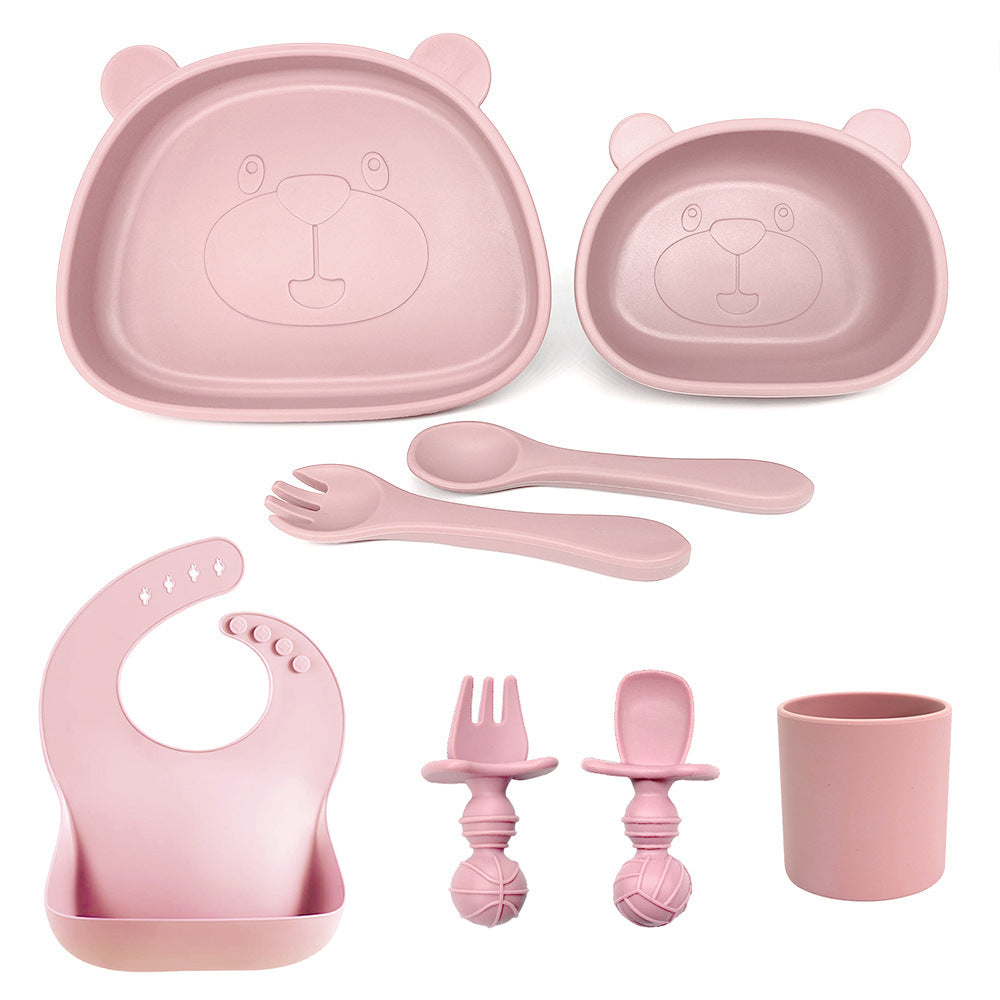 Children's Waterproof Bib Silicone Tableware Suit