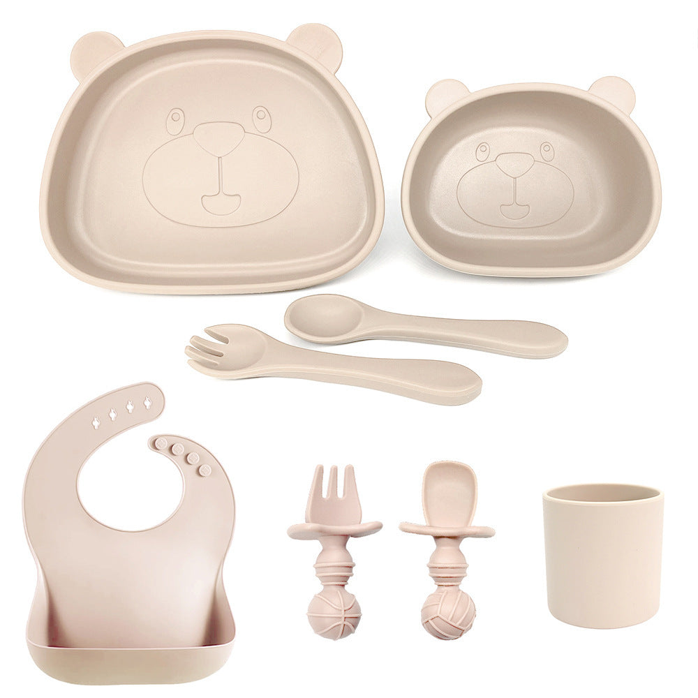 Children's Waterproof Bib Silicone Tableware Suit