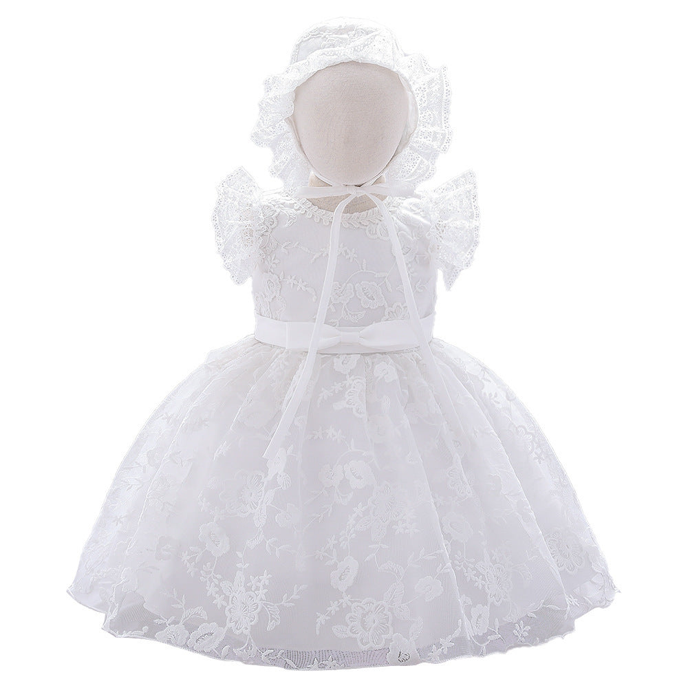 Children's white wedding princess dress