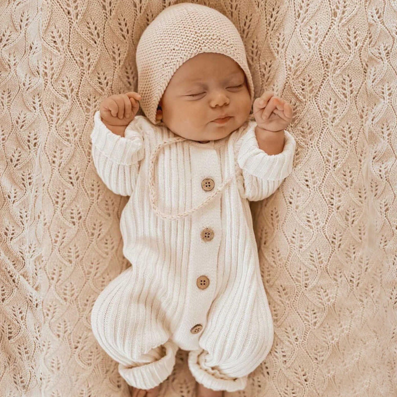 Knitted Long Sleeved Coat Romper