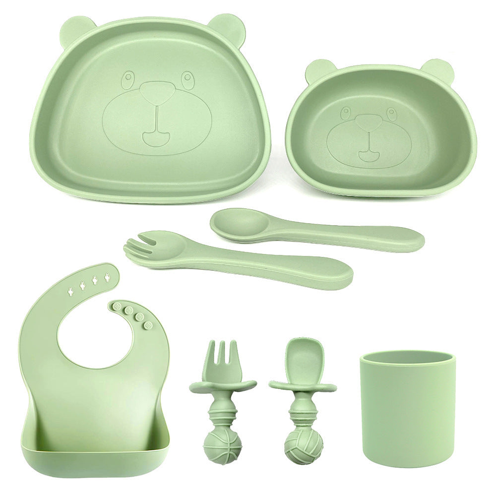 Children's Waterproof Bib Silicone Tableware Suit