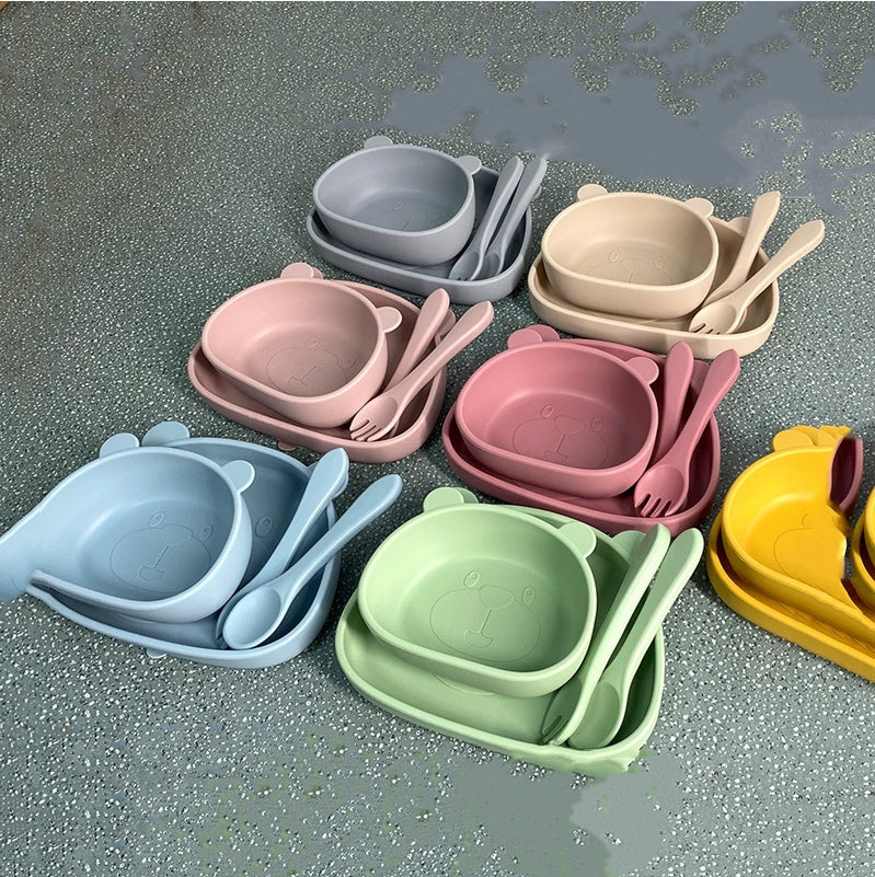 Children's Waterproof Bib Silicone Tableware Suit