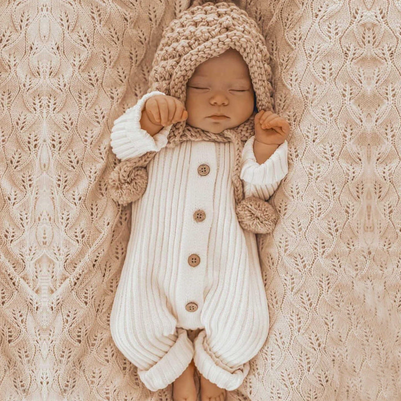 Knitted Long Sleeved Coat Romper