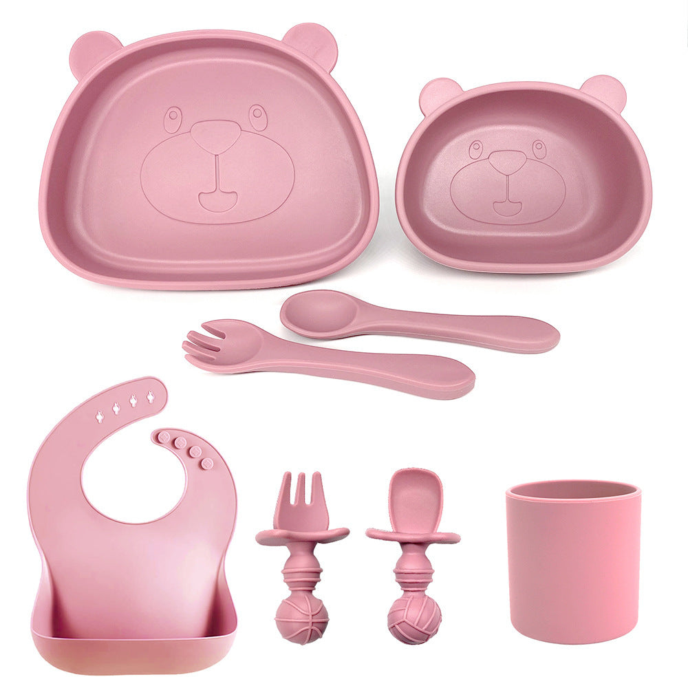 Children's Waterproof Bib Silicone Tableware Suit